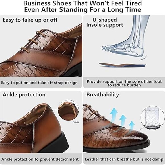NEW! Men’s Oxfords Formal Lace Up Dress Shoes, Classic Business Casual Leather main image 4